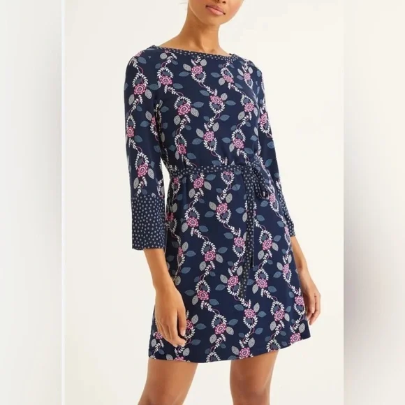 Boden Dress Womens Navy Pink Floral Vine Amy
Jersey 3/4 Sleeve Shift Belt - Picture 2 of 9